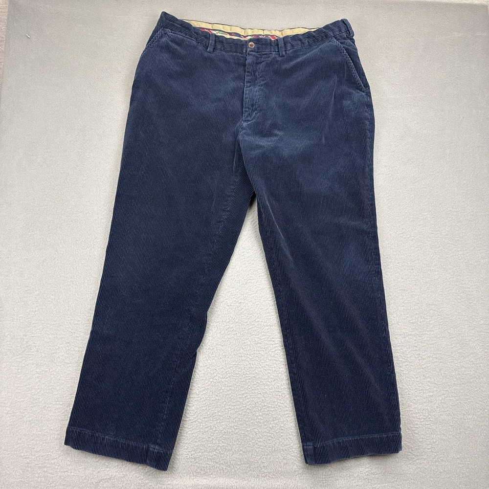 VTG Polo Ralph Lauren Corduroy Pants Mens 40x30 Navy Blue Preston Preppy Chino